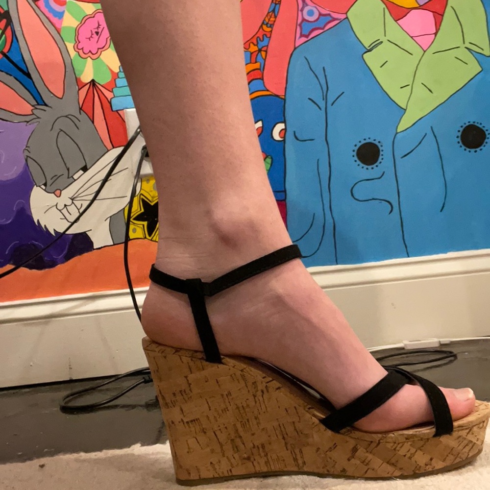Black Strappy Wedges